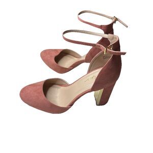 Lulus Chic Laura Mauve Suede Ankle Strap Block 4" inch Heel US Size 10 Womens